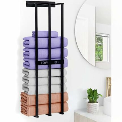 Towel Storage,Towel rail wall mounted, 75cm Bathroom Towel Holder Can Hold 6 Large Bath Sheets, 3 Bar Rail Bath Towel Racks, Bathroom Storage Rac