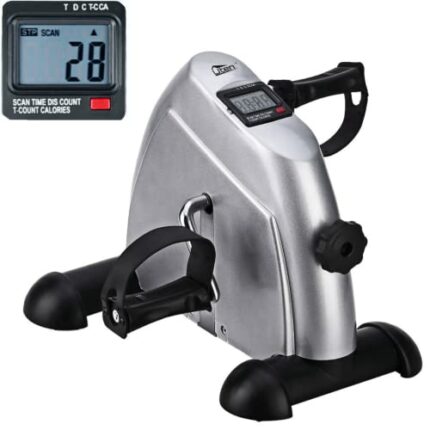 Mini Exercise Bike, Uten Under Desk Bike Pedal Exerciser, Peddler Exerciser, Portable Foot Cycle Arm & Leg Peddler Machine with LCD Screen Displa