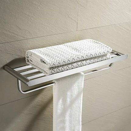 HIGOH Towel Racks, Bathroom Towel Rack Wall Mounted Towel Holder,Bathroom Accessories Chrome Towel Bar Shelf,Towel Holder Rack