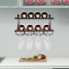 Wine Rack Wall Mounted with Wine Glasses Rack Horizontal Wine Bottle Glass Holder for 8 x Glasses and 8 x Wine Bottles