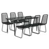 vidaXL Garden Dining Set 7 Piece Outdoor Seating Patio Furniture Dining Set Table and Chair Lounge Seat Dinner Table Armchair Black