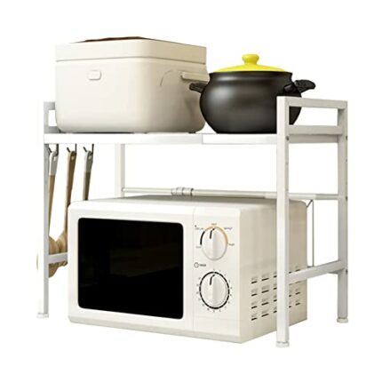 Redwestmelon Microwave Oven Rack Adjustable Rice Cooker Shelf Stand Kitchen Countertop Storage Organiser Holder Free Standing Expandable Spice Ra