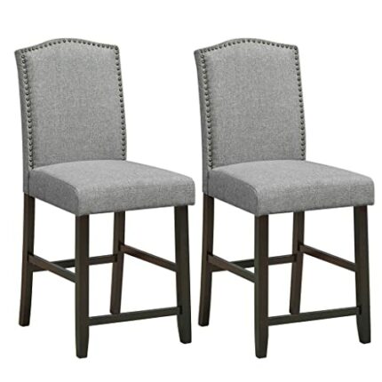 SDFGH Set of 2 Fabric Barstools Nail Head Trim Counter Height Dining Side Chairs