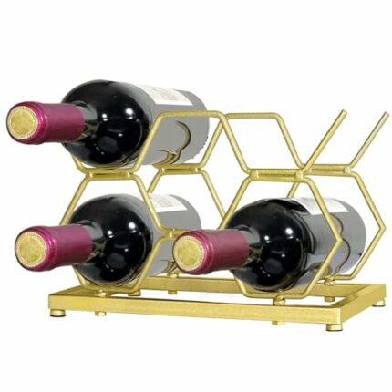 HILELIFE Countertop Wine Rack for 5 Bottles, Stylish and Functional Metal Wine Holder, Wine Racks Countertop