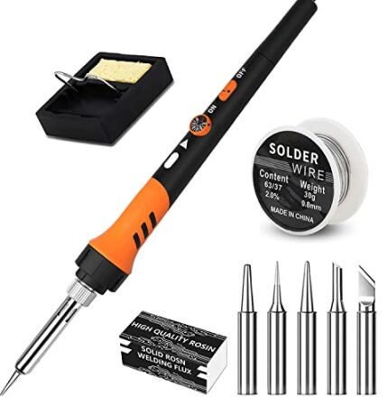 Soldering Iron kit, 60W Soldering Gun, 9-in-1 Solder Iron kit Tool, Adjustable Temperature from 200 to 450℃, with 5 Soldering Iron Tips, Solder W