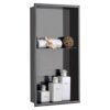 BLYLUND Shower Niche 12" x 24" Matte White Single Shelf Organizer NO Tile Needed, Stainless Steel Modern in Wall-Inserted Niche Recessed Shower S