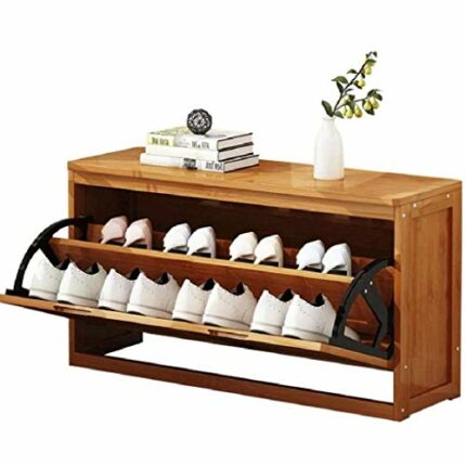 DINGZZ Multi-Functional Shoe Storage Bench Shoes Cabinet with Flip-Drawer and Seat Cushion Space Saving Storage Organizer Ideal for Bathroom,Hall
