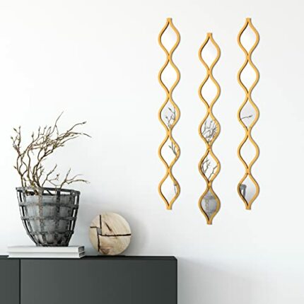 Yulejo 3 Pcs Acrylic Teardrop Mirror Wall Decor Decorative Mirror Narrow Wall Decor Boho Vintage Wall Decals Art for Apartment Home Living Room B