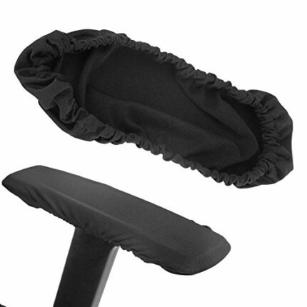 Office Chair Arm Covers Polyester Fabric Armrest Pad Elastic Protector Home Chair Washable Armrest Cover Protector Set of 2 (Black)
