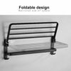 yozhch Black Towel Rail Wall Mounted Towel Rack Bathroom Towel Holder Self Adhesive Towel Rail with Shelf 90° Foldable 2 Tier Towel Bar (58cm)