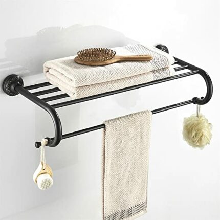 HIGOH Towel Racks,Bathroom Towel Rack Wall Mounted Towel Holder,Bathroom,European Style Bathroom Brass Antique Double-Layer Towel Rack,Towel Hold