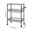 BHVXW 3 Tier Kitchen Trolley Rolling Storage Cart Serving Trolley With Handle Black Iron Bathroom Shelf