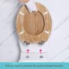 Angel Shield Antibacterial Wooden Soft Close Toilet Seat with Quick Release Adjustable Hinges Toilet Seat Easy Clean and Assembly for Bathroom 45