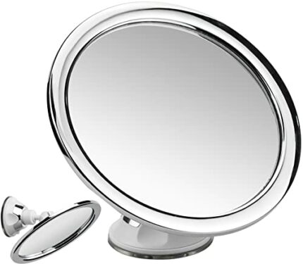 GOOHOME Shaving Mirror 360° Swivel Fogless Shower Mirror Anti-Fog Bathroom Mirror Cosmetic Mirror Make-Up Mirror with Powerful Suction Cup for Sh
