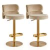ADEADE Velvet Swivel Adjustable Heigh Bar Stools Set of 2 Kitchen Island Heigh Bar Chairs with Backs Counter Height Bar Stools Gold Legs Round Up