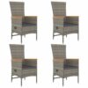 vidaXL Garden Dining Set 5 Piece Outdoor Dining Set Chair and Table Armchair Patio Dinner Table and Chair Grey Poly Rattan and Solid Wood Acacia