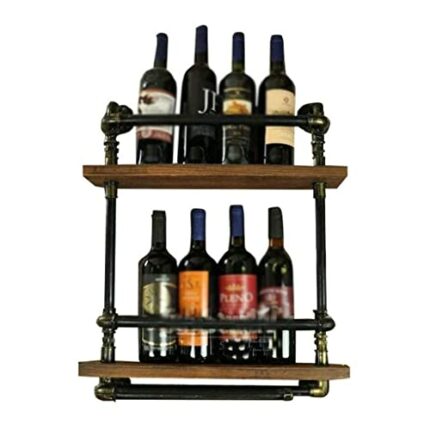 EYLINK Wine Racks, Retro Iron Wine Rack, Solid Wood Simple Creative Wall Hanging Bar Wine Cabinet, The Beacapacity Isng, and The Durability is Du