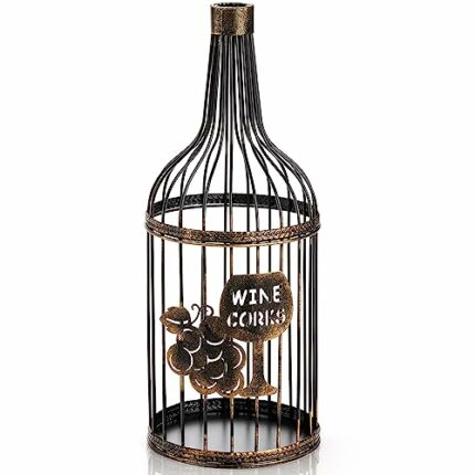 ZOOFOX Metal Wine Cork Holder, Big Metal Vino Cork Container, Decorative Tabletop Cork Storage Gift for Wine Lovers