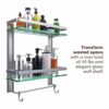 Vdomus Tempered Glass Bathroom Shelf with Towel Bar Wall Mounted Shower Storage, Brushed Silver Finish 15.2 X 5 X 16.1 inches 2 Tier Glass Shelf