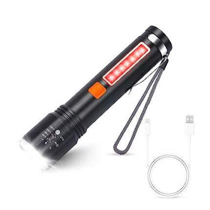 Jsoerpay LED Torch 3000 Lumens Rechargeable, Powerful Torches Battery Powered Super Bright Adjustable Focus, 4 Modes, Waterproof Pocket Flashligh