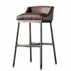 DINGZZ Bar Stools with Back Counter Height Barstools Set of PU Leather Bar Chairs for Kitchen and Patio (Brown)