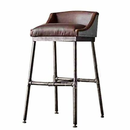 LUKEO Bar Stools with Back Counter Height Barstools Set of PU Leather Bar Chairs for Kitchen and Patio (Brown)