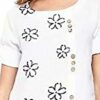 Bonateks, Pure Linen Shirt with Embroidery and Buttons on The Front, 100% Linen, UK Size: 8, US Size: S, Tops, White - Made in Italy, White, 10