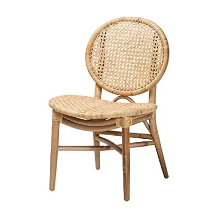 Baxton Studio Dining Chair, Rattan, Natural Brown