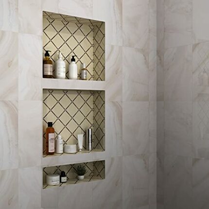 Zigzag Shower Niche Recessed Shower Shelves, ABS Plastic Bathroom Shower Cube16×34 inches, with Texture