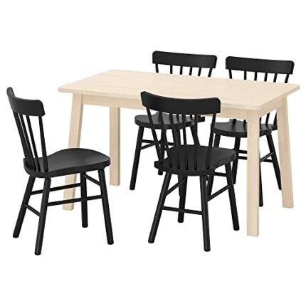 Ikea NORRARYD/NORRÅKER table and 4 chairs, 125x74 cm, birch/black