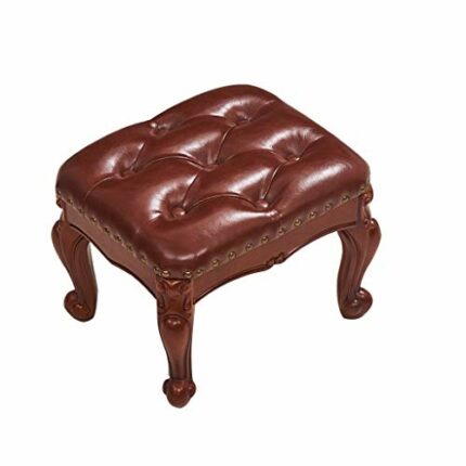 FGHOEV Vanity Stool, PU Leather Makeup Dressing Stool with Rubberwood Legs, Stool for Bedroom, Padded Cushioned Piano Seat