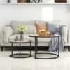 BOFENG Round Coffee Tables Set of 2 Stacking End Side Tables with Sturdy Steel Metal Frame, Living Room Tables,Sofa Tea Table for Small Space,Nat
