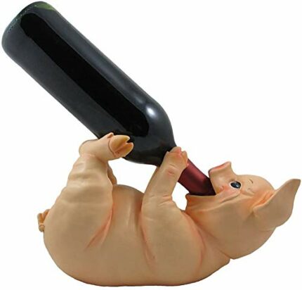 Drinking Pig Wine Bottle Holder Sculpture for Country Farm Bar and Kitchen Decor Tabletop Wine Stands & Racks and Decorative Collectible Statue G