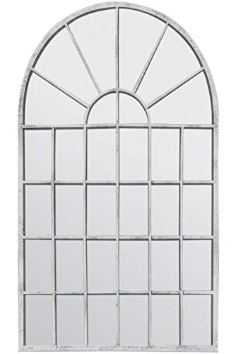 MirrorOutlet Large Off White Rustic Arch Garden Wall Mirror 2Ft7 X 1Ft8 (79cm X 51cm), 79 x 51, Beige