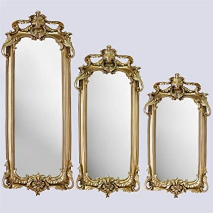 SkiPdr Royal Wall Mirror Set 3 / Vintage Mirrors/Wall Mirrors/Decorative Mirrors/Large Mirror (Color : Gold) (Gold)
