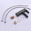 Bathroom Sink Taps, Hot& Cold Water Mixing Tap, Basin Faucet with Single Lever with Standard Hoses and Accessories, Stainless Steel, Black