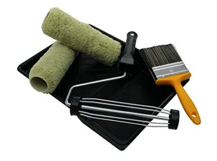 ProDec PRRT028 5 piece Twin Masonry Paint Roller, Frame, 4" Brush and Tray Set, Heavy Duty Paint Roller Set for Painting with Smooth and Textured