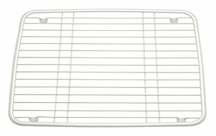 iDesign 80084 Axis Sink Protector Grille, Metal Wire Sink Liner with Non-Slip Feet, Pearl White, Regular