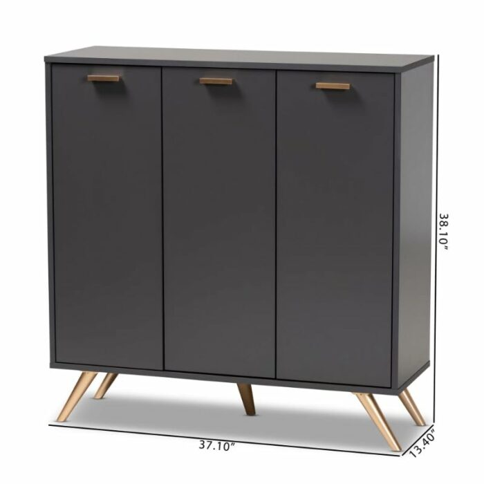 CHUNYU Home Hallway Finished Wood 3-Door Shoe Cabinet Home Furniture Storage Cabinet