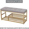 Upholstered Shoe Rack Bench Shoe Storage Bench Seat,Entry Furniture Shoe Organizer With Golden Shoe Shelf,Faux Leather,60X35X45Cm