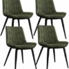 dining chair Kitchen Dining Room Furniture Chairs Set Of 4 Dining Chairs With Metal Feet And Backrests PU Leather Seats Suitable For Kitchen Dini
