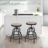 campMax 20-27 Inch Vintage Industrial Swivel Bar Stools Set of 2, 13" W Metal Barstools Counter Height Adjustable with Footrest for Kitchen Farmh