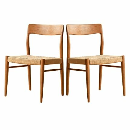 Dining Chairs Set of 2, Ash Wood Dining Chair with Y Backrests Woven Paper Cord Seats Mid Century Modern Chairs for Dining Room Fully-Assembled