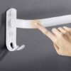 Bathroom Wall-Mounted Single Rod Towel Rack Aluminum Baking with Hook up Towel Bar Bathroom Shelf Storage Rack White Tower Hanger/60Cm