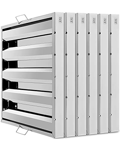 Hood Filters 19.5W x 19.5H Inch 430 Stainless Steel, 4 Grooves Commercial Hood Filters, Commercial Kitchen Range Hood Filter for Grease Rated Com