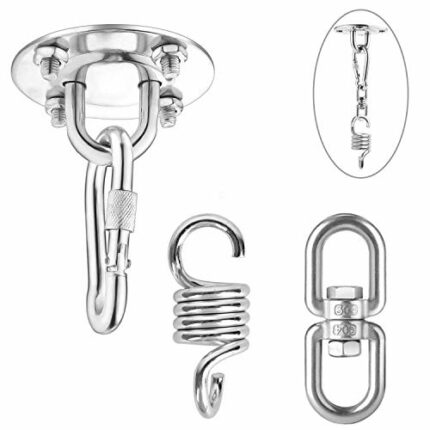 Swing Hanging Hardware for Wooden Concrete Swing Set, Heavy Duty 800 lb Capacity Stainless Steel Suspension Ceiling Hook, 360° Rotate Heavy Bag H