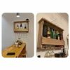 Wine racks Home/Bar Retro Wall Mounted, Wood Vintage Bottle & Glass Holder, Holds 6 Bottles, 6 Glasses, Rustic, for Bar Kitchen Cabinet Organizer