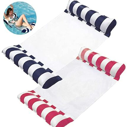 ZHAOMIMI 2-Pack Swimming Pool Float Hammock with Bonus Air Pump, Multi-Purpose Inflatable Hammock Pool Hammock (Saddle, Lounge Chair, Drifter) Wa
