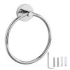Towel Ring Stainless Steel Towel Holder Bathroom Round Hand Towel Ring Wall Mounted Hanging Towel Hanger with Fixing Accessories (Silver)