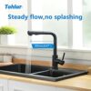 Tohlar Black Kitchen Tap Mixer with Pull Out Sprayer,360°Swivel Mixer Taps with Magnetic Docking,Stainless Steel Monobloc Single Handle Kitchen S